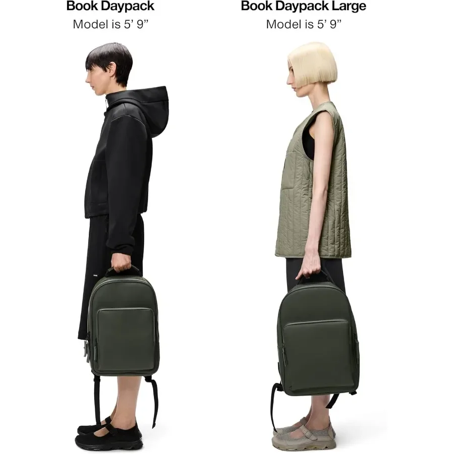 RAINS Large Book Daypack Rucksack Laptoptasche Wasserdicht 2 Jahre Garantie Grün