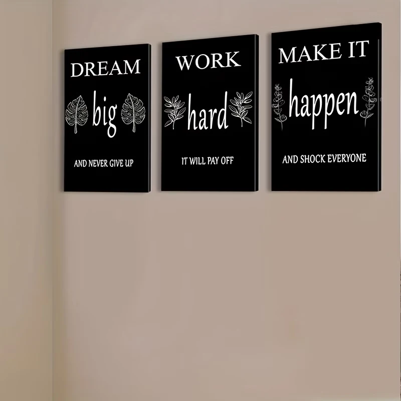 Lot de 3 tableaux modernes avec citations inspirantes, impressions sur toile, affiches décoratives pour salon, chambre à coucher, décoration intérieure