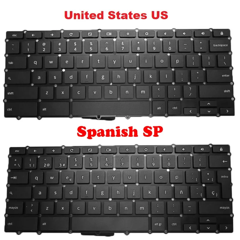 

Laptop US SP Keyboard For ACER Chromebook R11 C738T C738T-C7G8 C738T-C7KD R11 CB5-132T CB5-132T-C14K English Spanish Black New