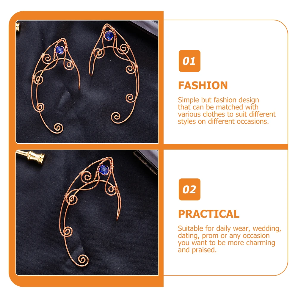 

Retro Earrings Clip On Ear Cuff Elf Vintage Fairy Lightweight Non Piercing Copper Ear Cuffs For Women Costume Party Fashion