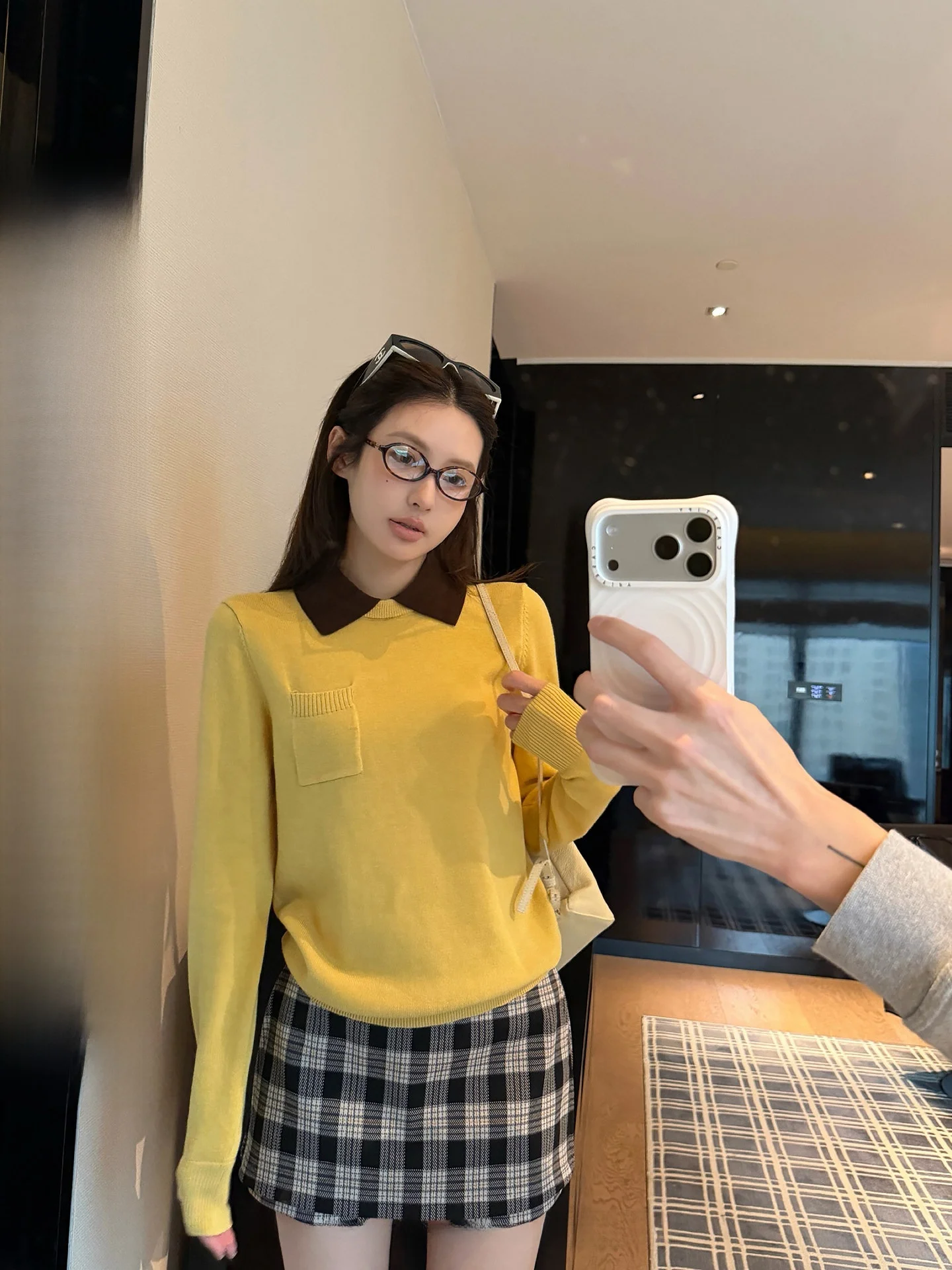 

NingSi Women's Wool Blend Knitwear Casual Collared Patchwork Winter Top Color Blo Leisure Versatile Mid-Length Sweater