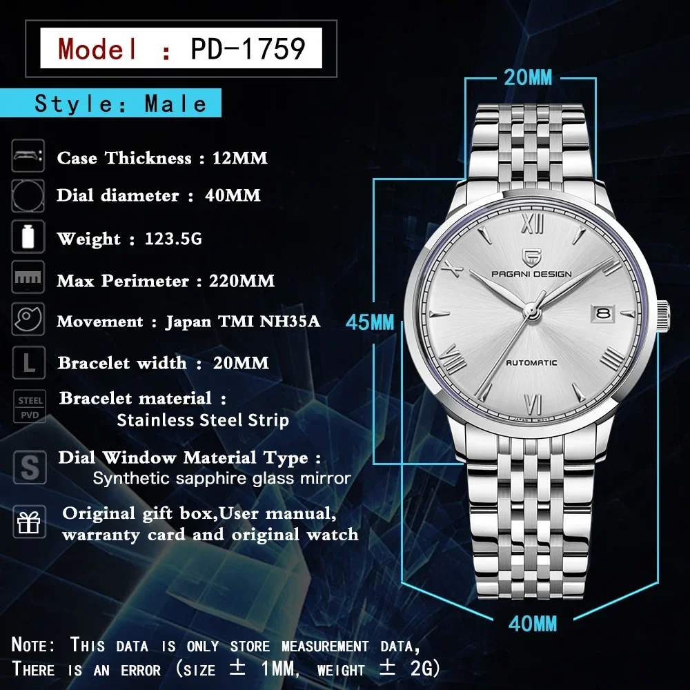 2024 PAGANI DESIGN New Luxury Men Mechanical Watches Top Brand Sapphire Glass NH35 10Bar Waterproof Automatic Watch for Men