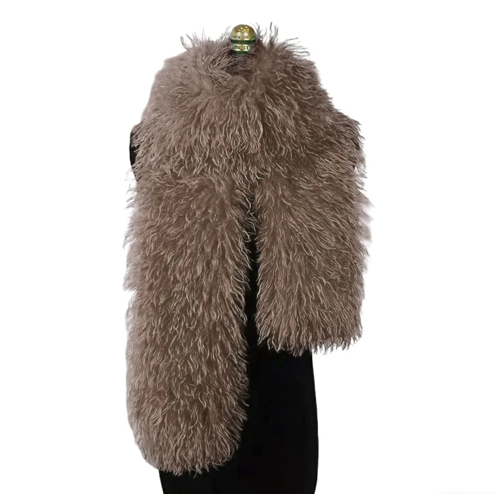 

Двусторонний шарф из искусственной овчины 180 см, длинный, с имитацией меха, мягкий на ощупь, в монгольском стиле