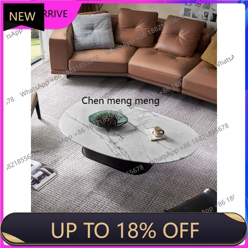 

C88 Italian minimalist marble light luxury square coffee table high-end luxury stone coffee table combination designer