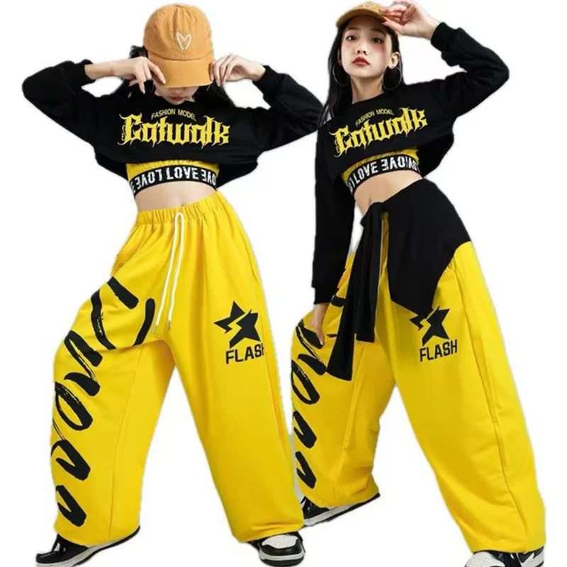 Child Hiphop Style Tops Cargo Pants Streetwear y2k Dance Clothes Set Boy Girl Fashion Performance Costume Kids Street Wear Suit