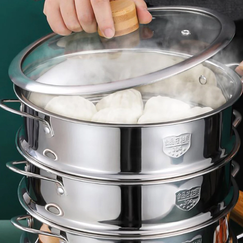 

Stainless Steel Food Steamer Basket Kitchen Steaming Rack Multi-Function Cooking Steamer for Family Restaurant