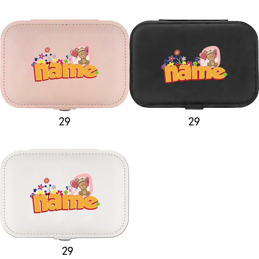 Cofre de joyería portátil de cuero con nombre personalizado, organizador de viaje de gran capacidad, caja de almacenamiento a prueba de polvo de moda clásica