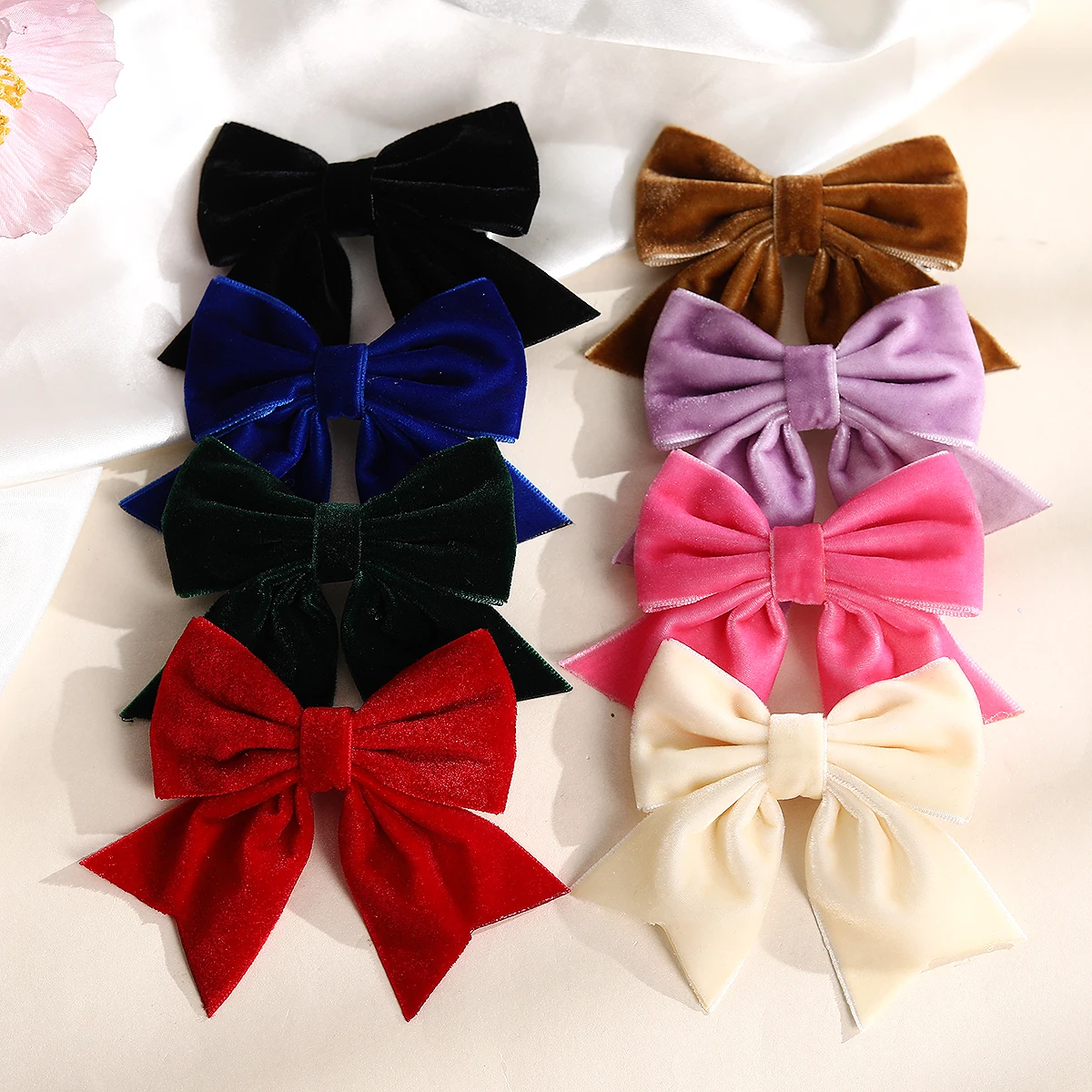 New Solid Velvet Hair Bow Clips Sweet Ribbon Bowknot Hairpins For Girls Children Fashion Barrettes Kids Headwear Hair Accessorie