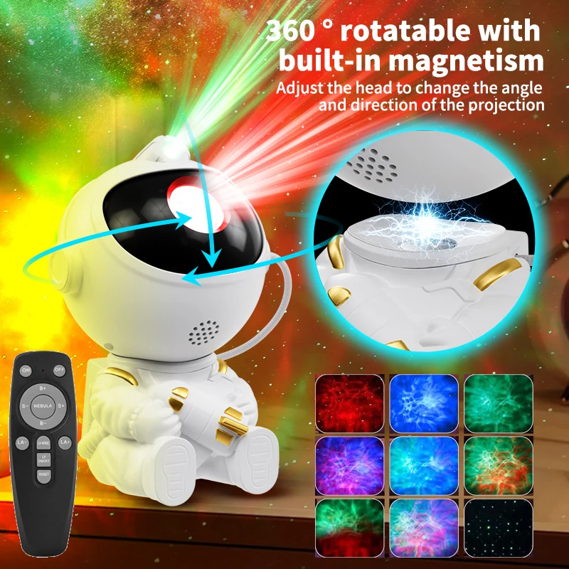 Star Projector Galaxy Night Lights Astronaut Space Projector Light with Timer and Remote Control Kids Room Atmosphere Decor