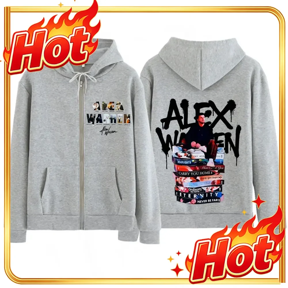 Singer Alex Warren Album 2026 Tour Zipper Hoodie Men Women Hip-hop Jacket Winter Long Sleeves Loose Casual Zip Up Tracksuit Tops