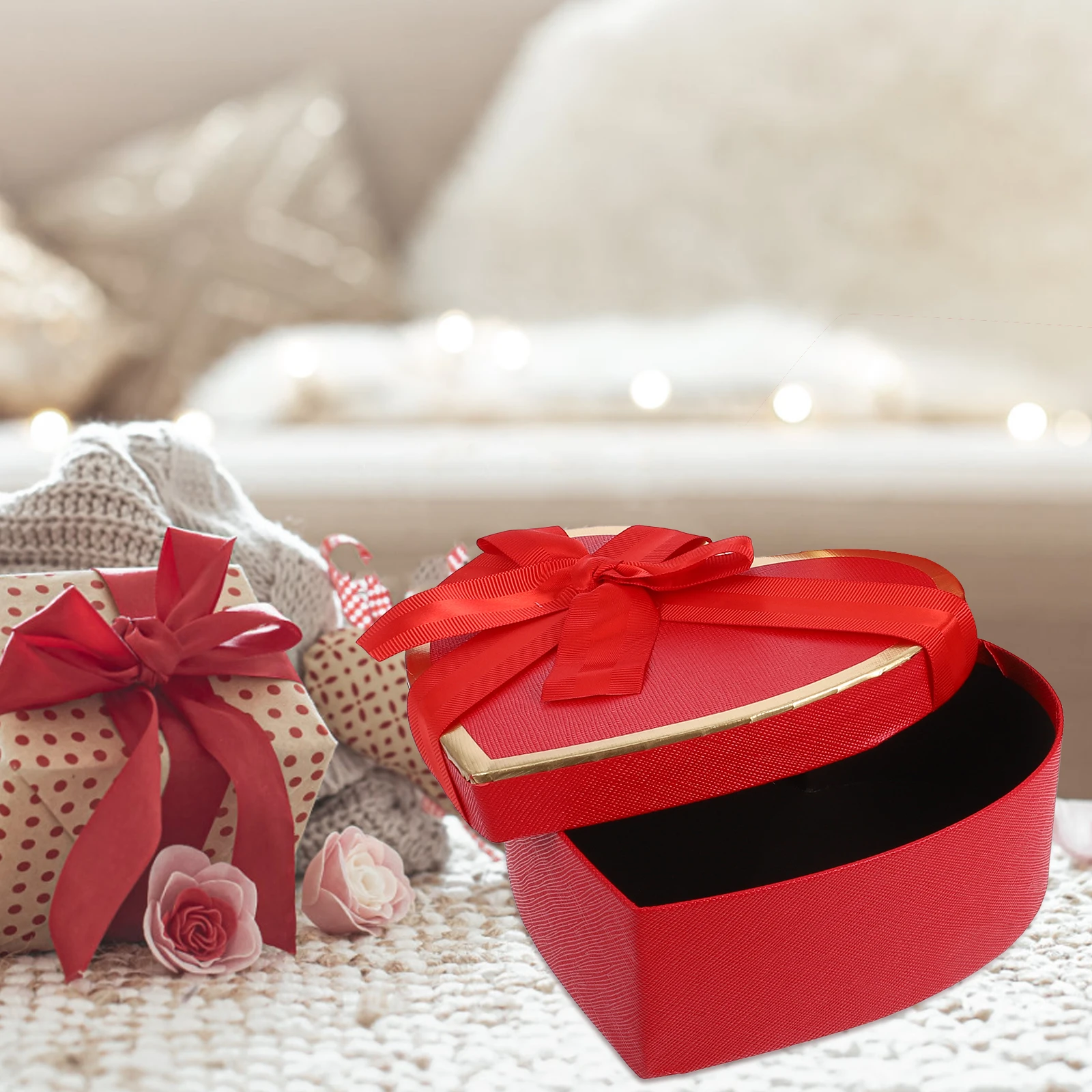 

Heart Shaped Gift Box Valentine Birthday Present Packaging Perfume Lipstick Storage Cardboard Boxes Heart Paper Flower Treat
