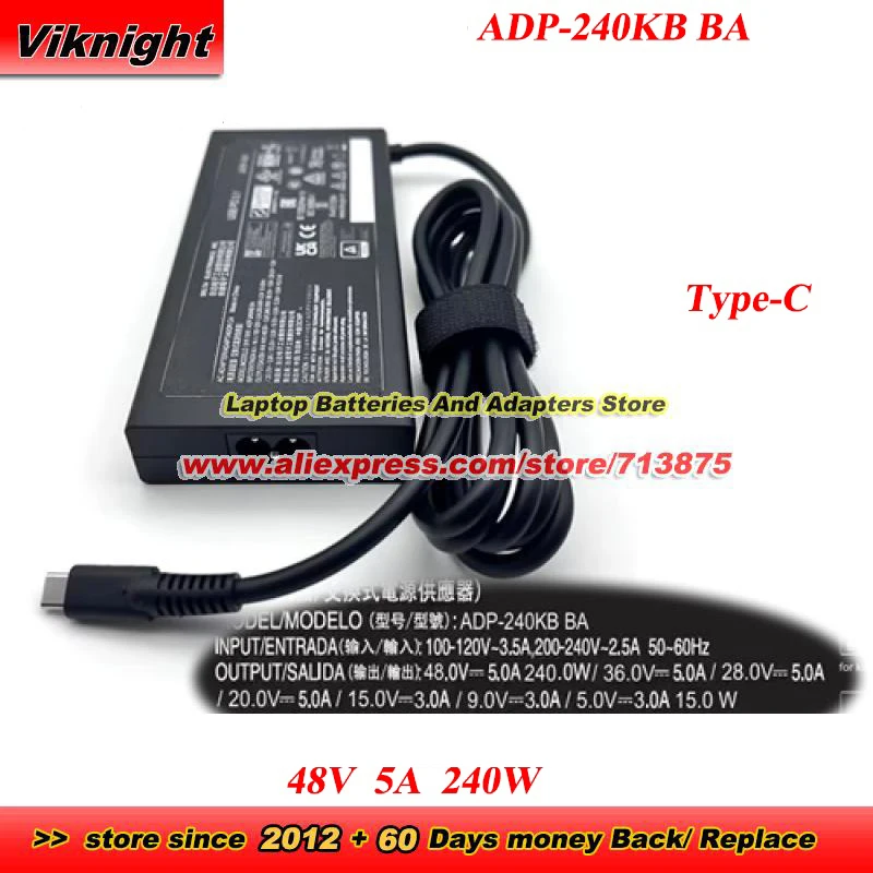 ADP-240KB BA AC Adapter 48V 5A 240W Charger 36V 28V 20V 5A 15V 9V 5V 3A 15W Type-C USB C Adapter For Framework 16