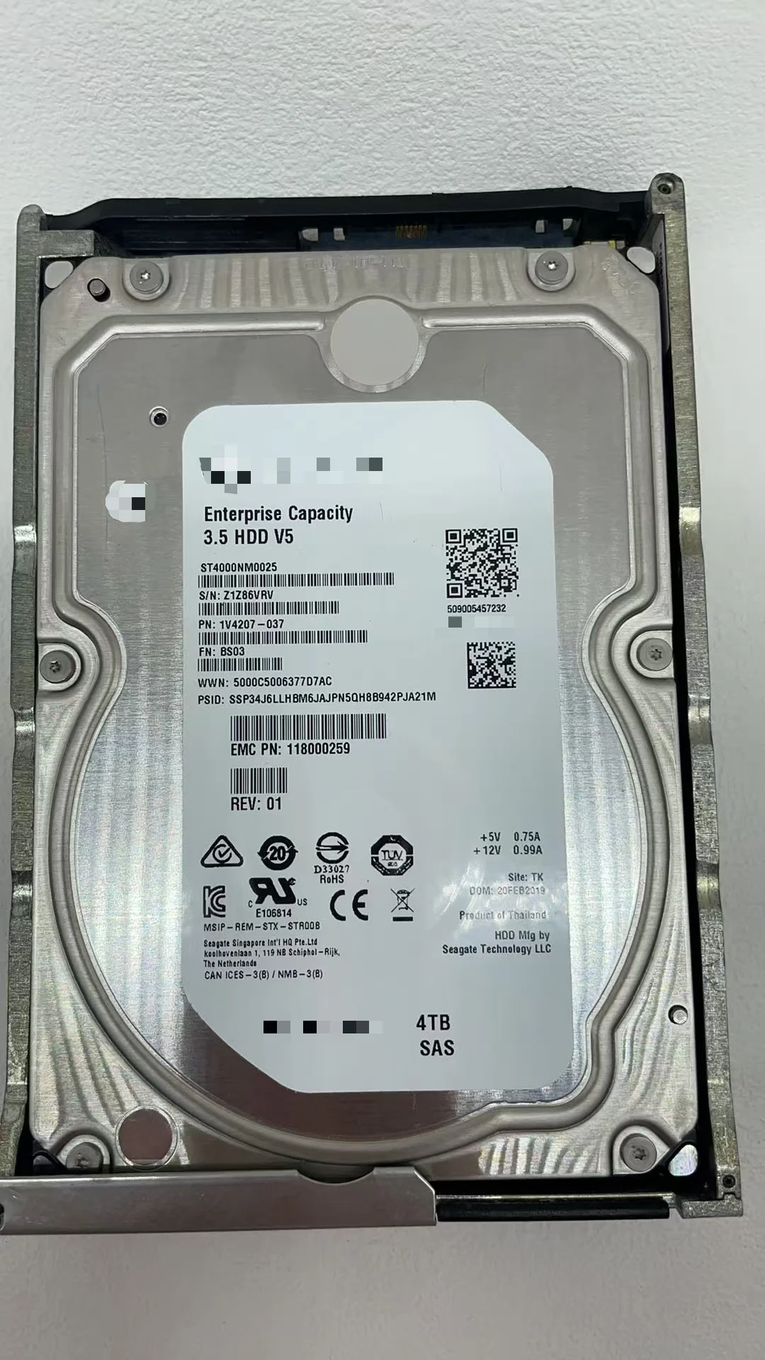 

4TB Enterprise Capacity SAS 12Gb s 512n 3.5" Internal Hard Drive Model ST4000NM0025