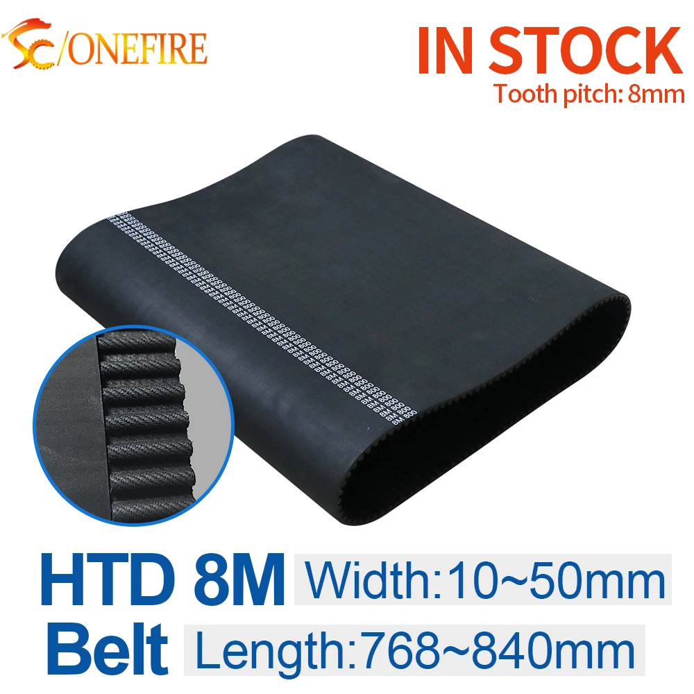 

HTD 8M Timing Belt length 768/776/784/792/800/808/816/824/832/840mm width 10~50mm 8M Rubber Closed loop belt