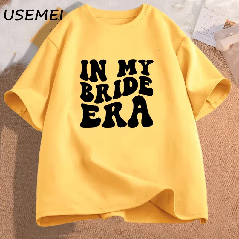 In My Bride Era T-shirts Engagement Bachelorette Trendy Tshirt Cotton Short Sleeve Female Clothing Vintage Bride Party Tee Shirt