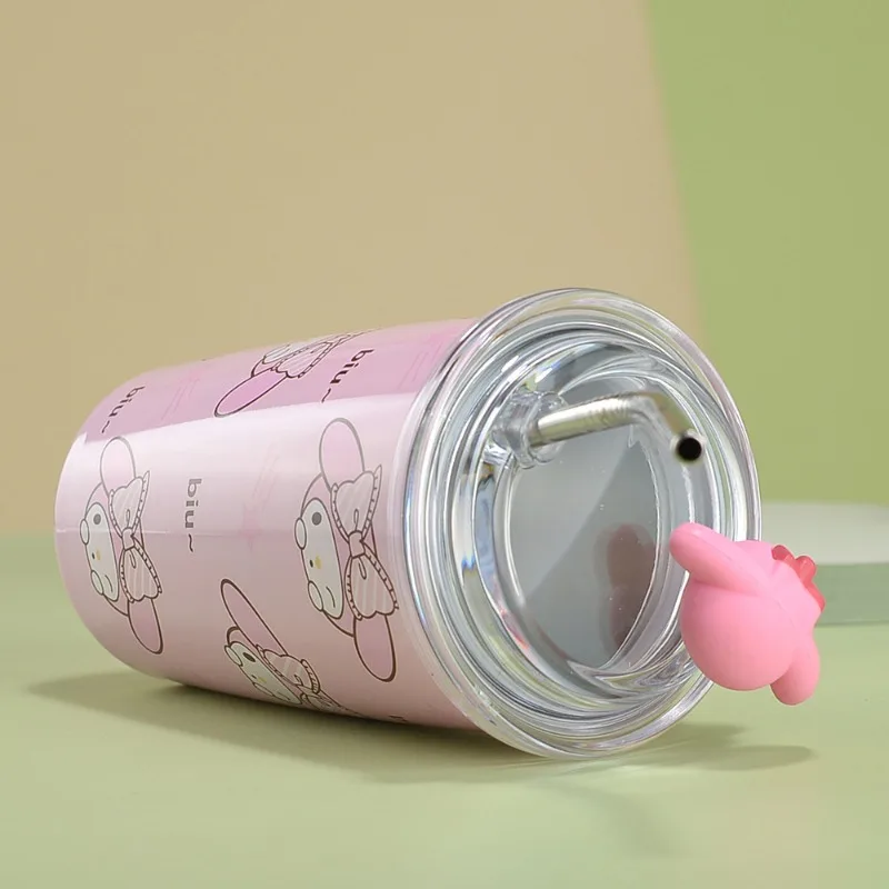 Ciao Kitty tazza di paglia Sanrio tazza di caffè Anime Kuromi bambola bambino Thermos tazze doppio strato portatile tazza di acqua fredda regalo