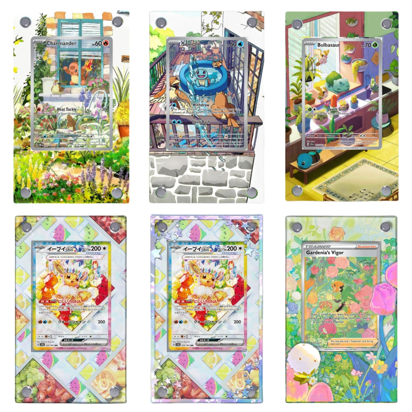 Pokemon Rotom Eevee Irida Charmander Acrylic Extended Painting Stuck Brick Anime Classics Game Collection Card Display Stand