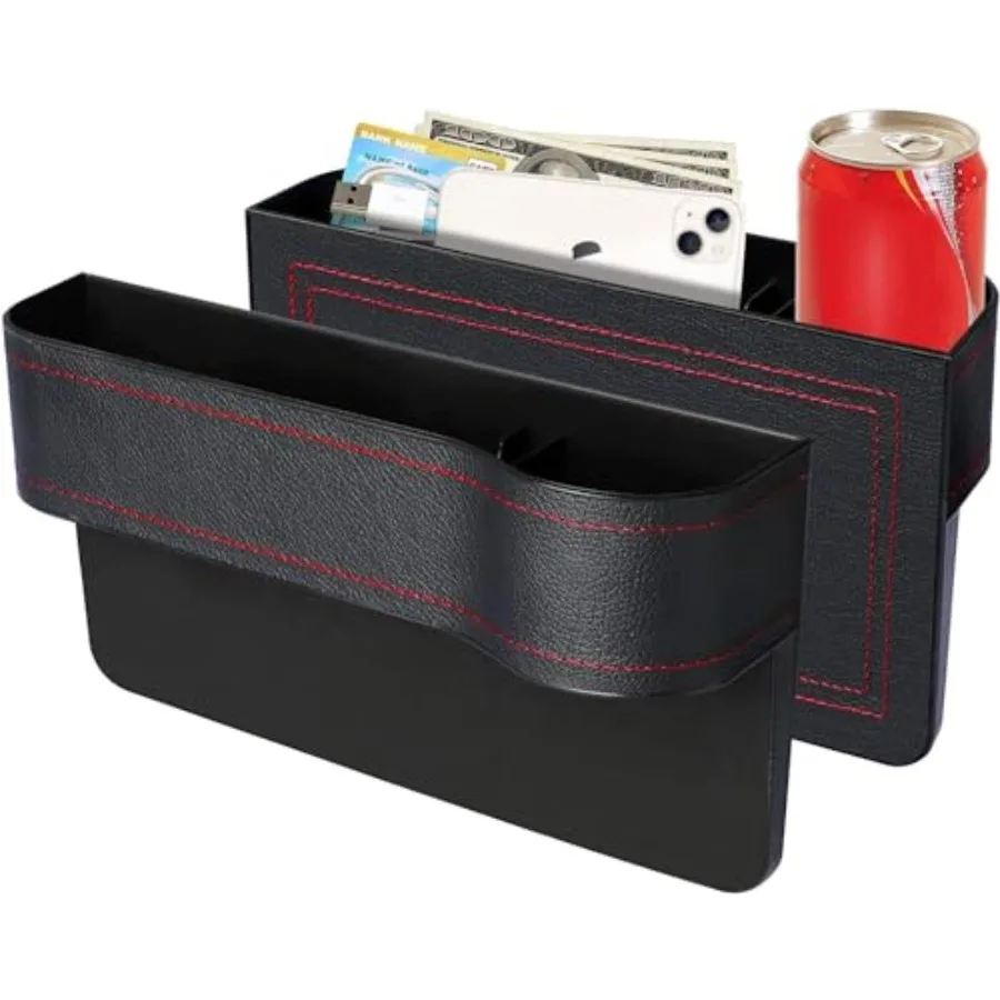 

Car Seat Gap Filler Organizer, 2 Pack Multifunctional Car Seat Organizer, Auto Console Side Storage Box with Cup Holders 2 Seat