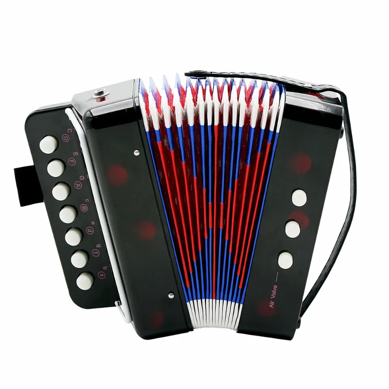 

Mini 7-Key Accordion Durable 2 Bass Accordion Educational Musical Instrument Toy for Amateur Beginner Best Gift Black