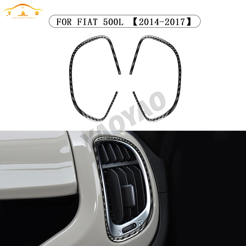 Carbon Fiber For Fiat 500L 2014 2015 2016 2017 Car Side Air Vent Outlet Cover Trim Sticker