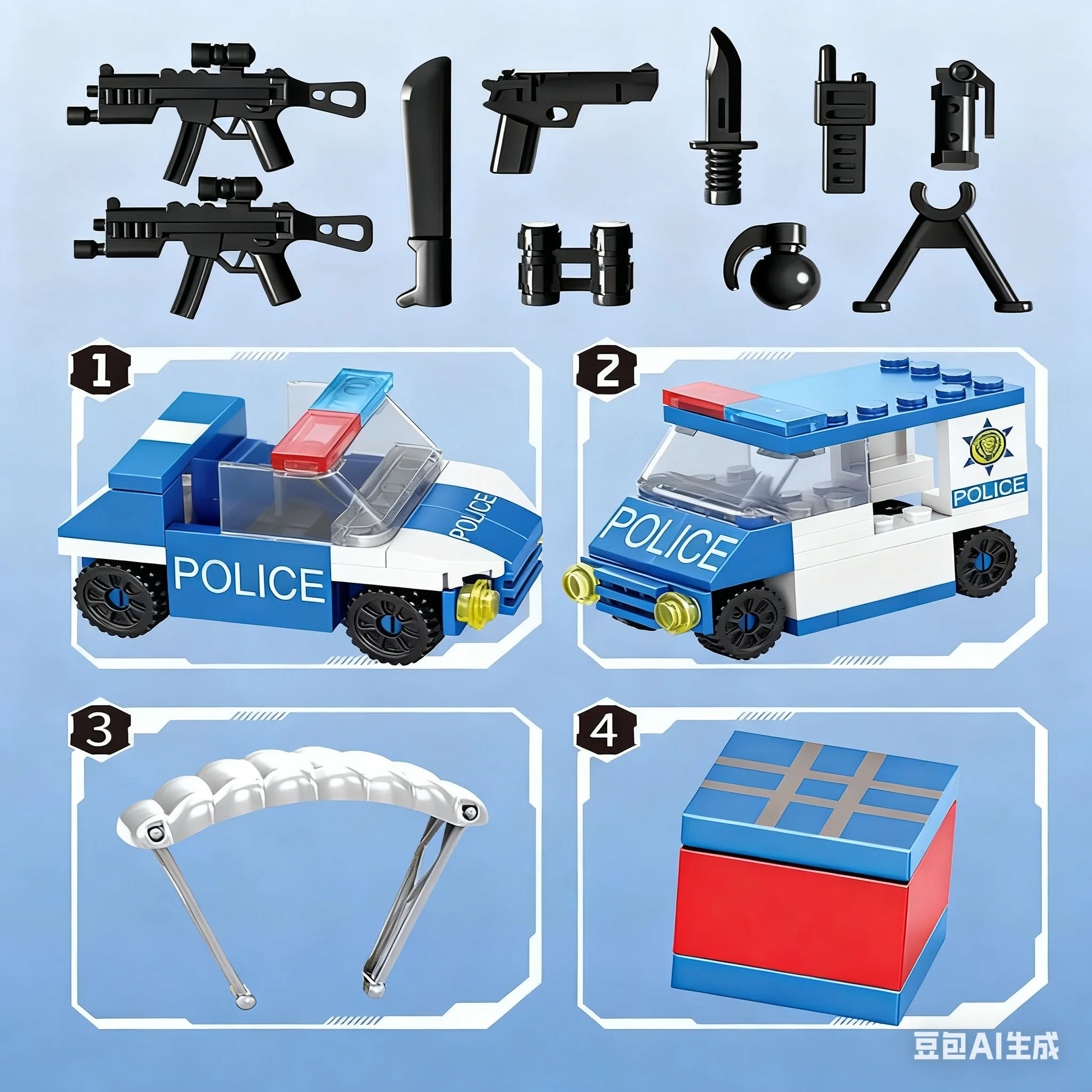 SWAT Police Station militaire ville modèle ensemble Prison voiture policier bateau figurines modèle blocs de construction bricolage jouet pour enfants garçons cadeau