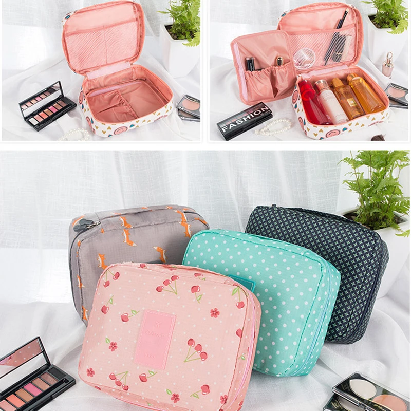 Borsa per trucco portatile impermeabile con cerniera borsa per bellezza da donna borsa per cosmetici multifunzione borsa da viaggio con custodia da