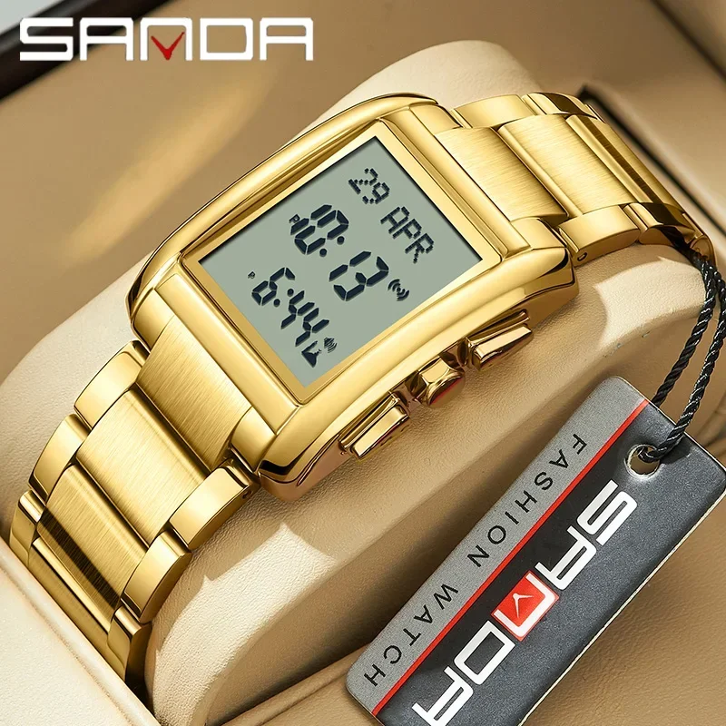 Men's Watch Waterproof Sports LED Digital Electronic Wrist watch Stainless Steel Strap Arabic Tidal Worship Male Watches