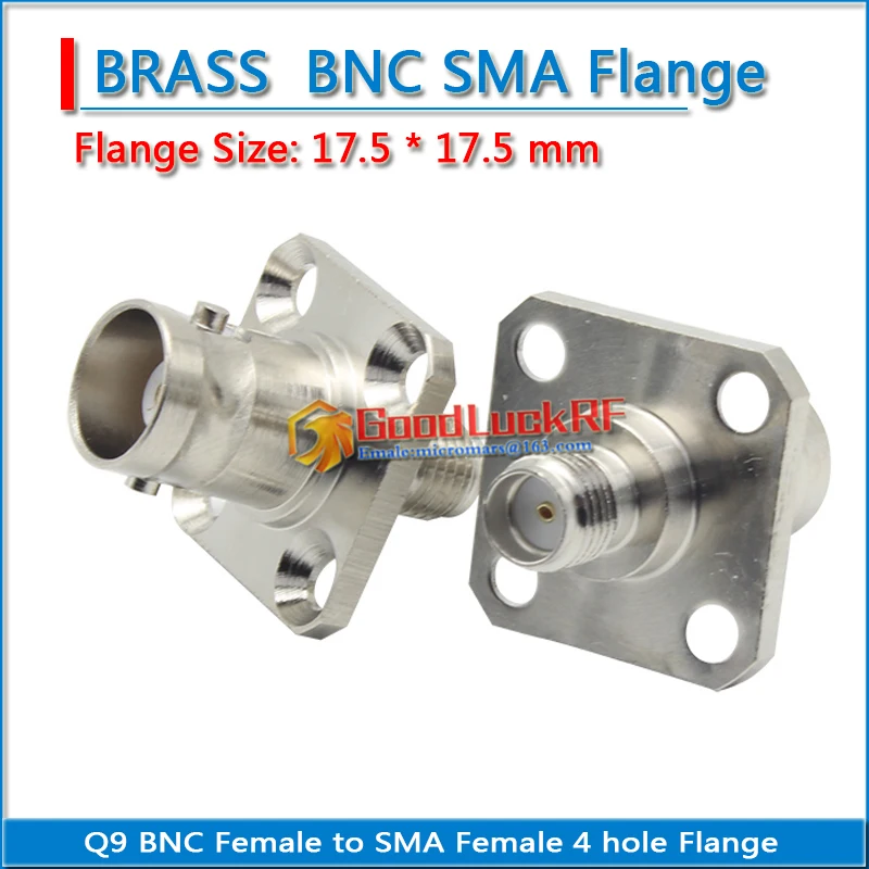 1X Pcs Q9 BNC Female to SMA Female Plug 4 Hole Flange Panel Mount Nickel Brass RF Connector Coaxial  Adapters Socket