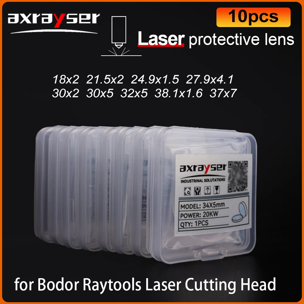 

10PCS Fiber Laser Protective Windows Lens 21.5x2 27.9x4.1 30x5 37x7 For Raytools WSX Bodor Powerful Cutting Head Machine Parts