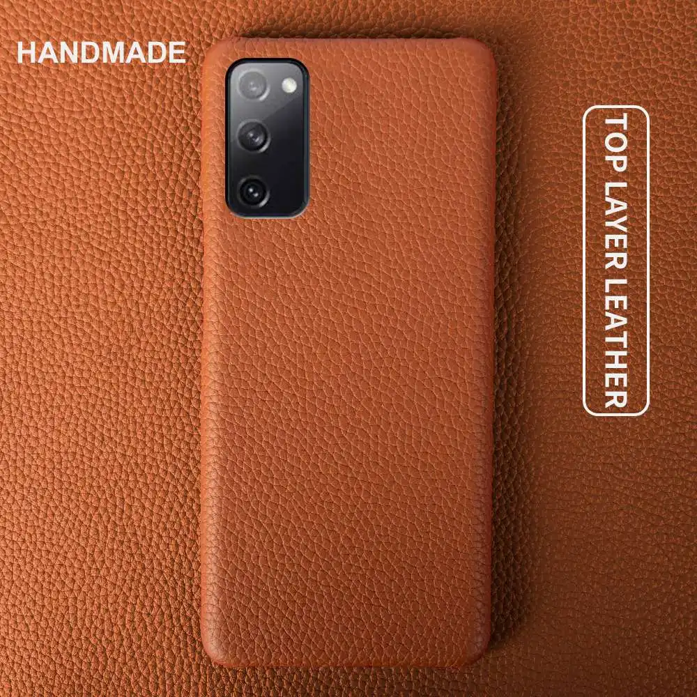 Capa de negócios de luxo para samsung s20 fe caso litchi casos de couro genuíno s20plus s21ultra capa traseira coque à prova de choque funda