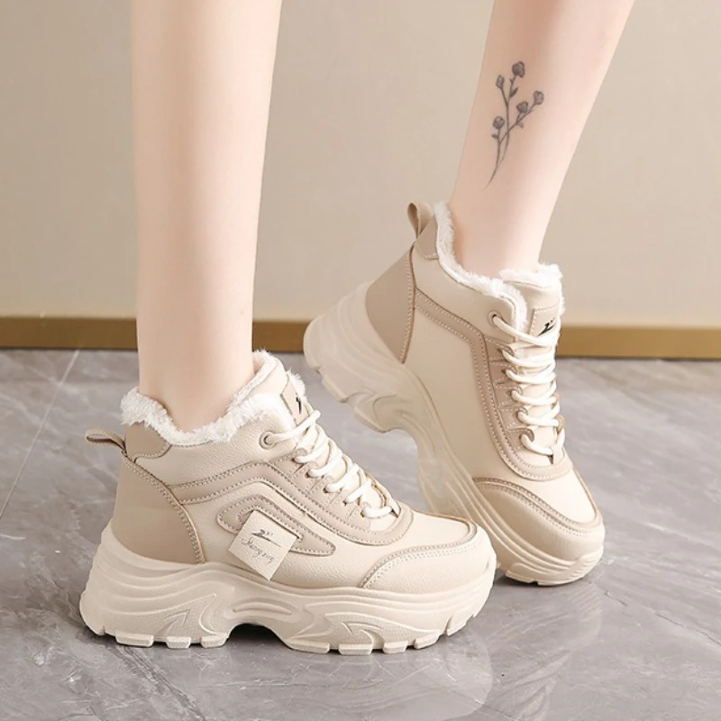 الشتاء المرأة عالية الجودة أحذية جديدة اصطف الدافئة أحذية رياضية كاجوال موضة الارتفاع زيادة منصة حذاء قصير امرأة أحذية مصممين #4