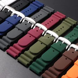 22mm Silicone Strap for Seiko No. 5 PROSPEX Canned Red Tooth Abalone Watchband Sports Waterproof Band Men Woman Universal Strap