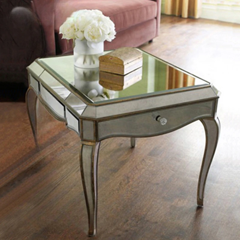 The product can be customized. Tea table/glass tea table/antique/coffee table/European furniture/mirror furniture 0814