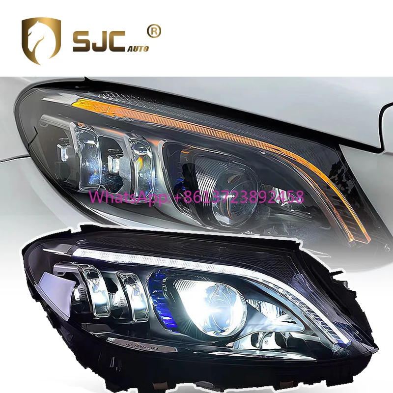 

Full LED Front Lights for Mercedes Benz C-Class W205 15-21 Multi-Function Headlights Assembly Daytime Running High/Low Beam