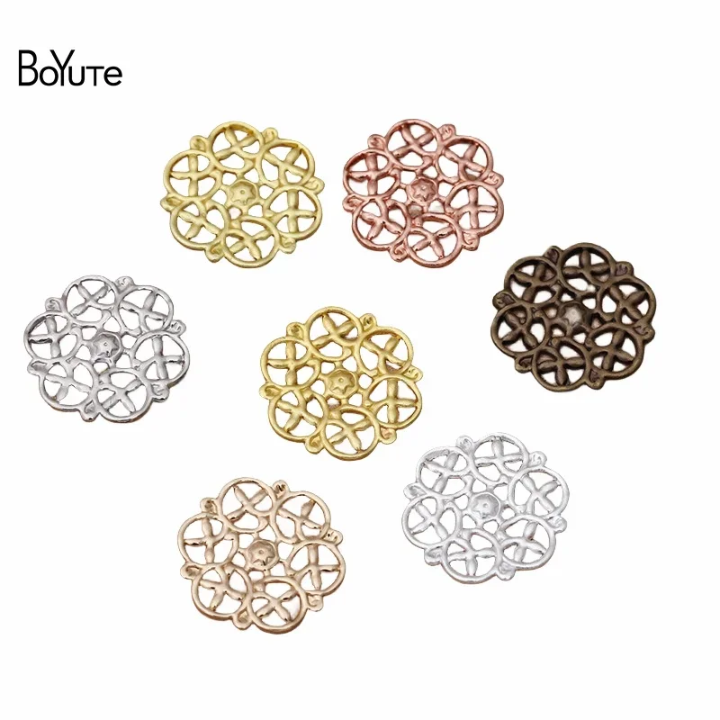 

BoYuTe (100 Pieces/Lot ) 14MM Metal Brass Filigree Plate Flower Materials Handmade Diy Jewelry Accessories