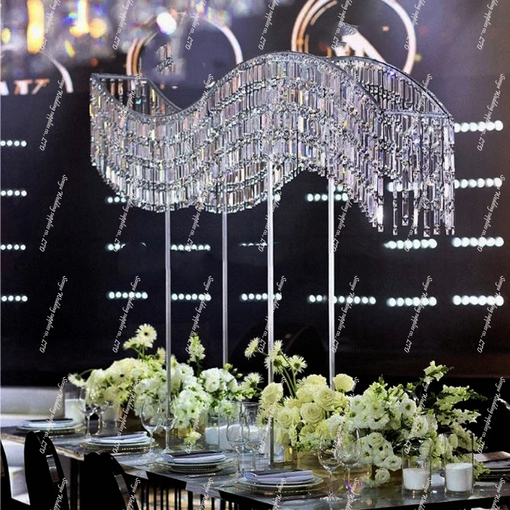 

4 шт. 100-120 см, волнообразные, акриловые бусины, серебряные, для декора свадебных арок, мероприятий, центральных элементов свадебного стола