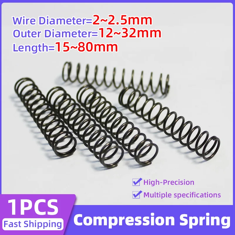 Creamily 1PCS Compression Spring Return Compressed Spring Release Pressure Spring Steel Wire Diameter 2-2.5mm OD12-32mm L15-80mm