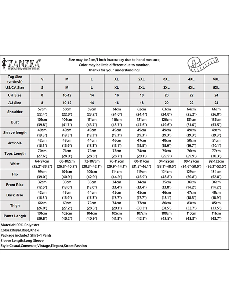 ZANZEA Womens Solid Pant Sets Pleated Outfits2023 Autumn 2PCS Long Sleeve Tops Wide Leg Trousers Suit Casual Satin Silky Set