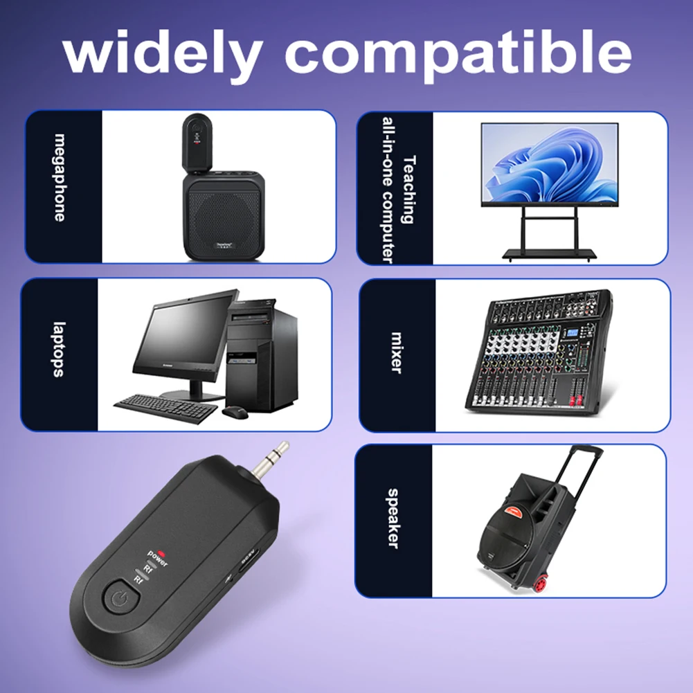 ชุดหูฟังไมโครโฟนไร้สาย 2.4G เครื่องส่งสัญญาณ 2 ใน 1 Mic Plug and Play ไมโครโฟนไร้สายสําหรับเครื่องขยายเสียงลําโพงการสอน