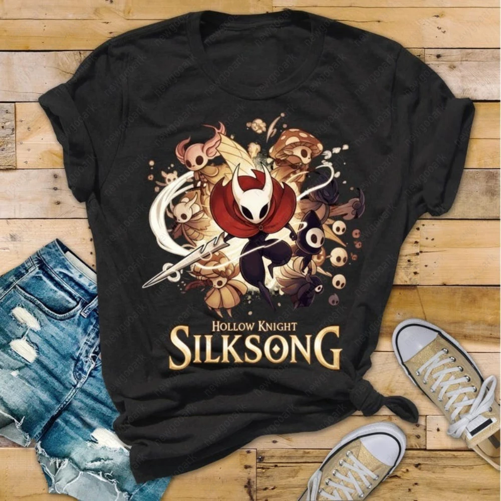 Hollow Knight Silksong Indie Game Shirt Silksong Hornet Gothic Aesthetic Gaming Graphic T Shirts Woman Man Cotton Short-sleev