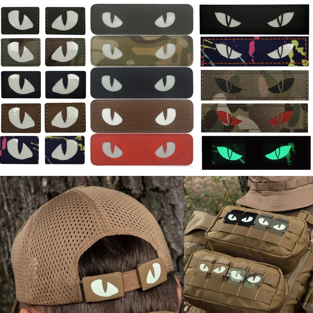 

Outdoor Glow-in-the-dark Demon Eyes Badge Cat Eye Morale Tactical Creative Cat Eye Clasp Backpack Hat Outdoor MOLLE Pendant