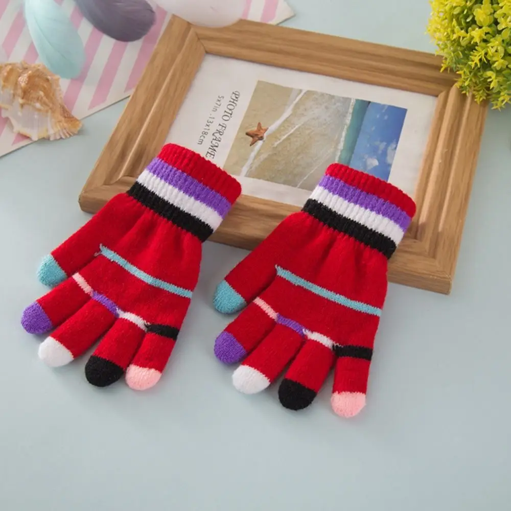 Knitted Kids Gloves Cartoon Thick Fingerless Knitting Mittens Winter Warm Boys Girls