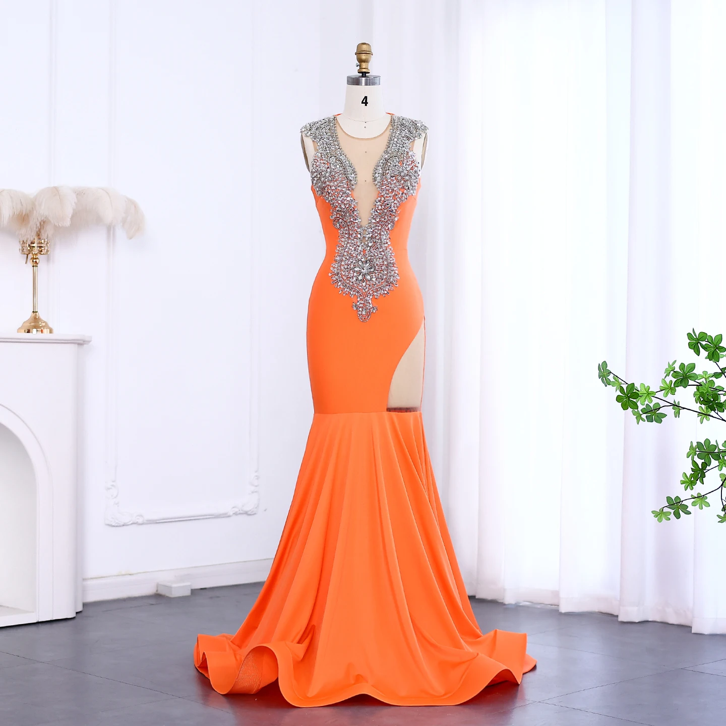 Sharon Said-vestidos de graduación de sirena con cristales de satén naranja brillante, vestidos largos de fiesta de graduación para niñas negras, personalizados SH002