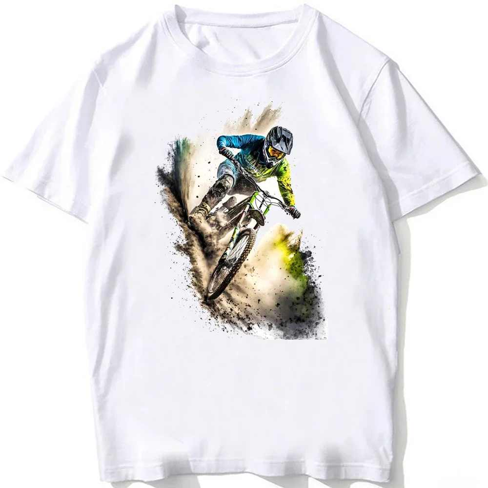 Summer Men Mountain Bike Short Sleeve Gravel Bike Cycling T-Shirt Fixed Gear Bicycle Sports Art Boy Casual Tops Funny White Tees