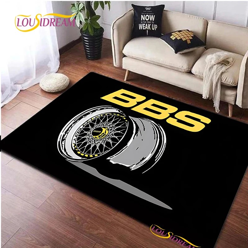 Retro BBS Racing Car Wheel NonSlip Area Rug for Living Room,Bedroom,Playroom,Kitchen Door Prayer Carpet Floor Mat Decor Rug Gift