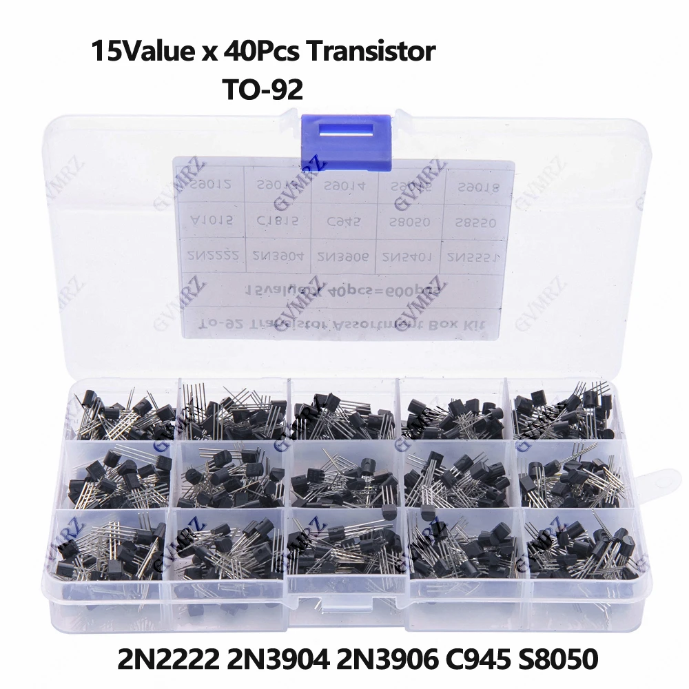 600PCS 15Value x 40Pcs Transistor TO-92 Assortment Box Kit T