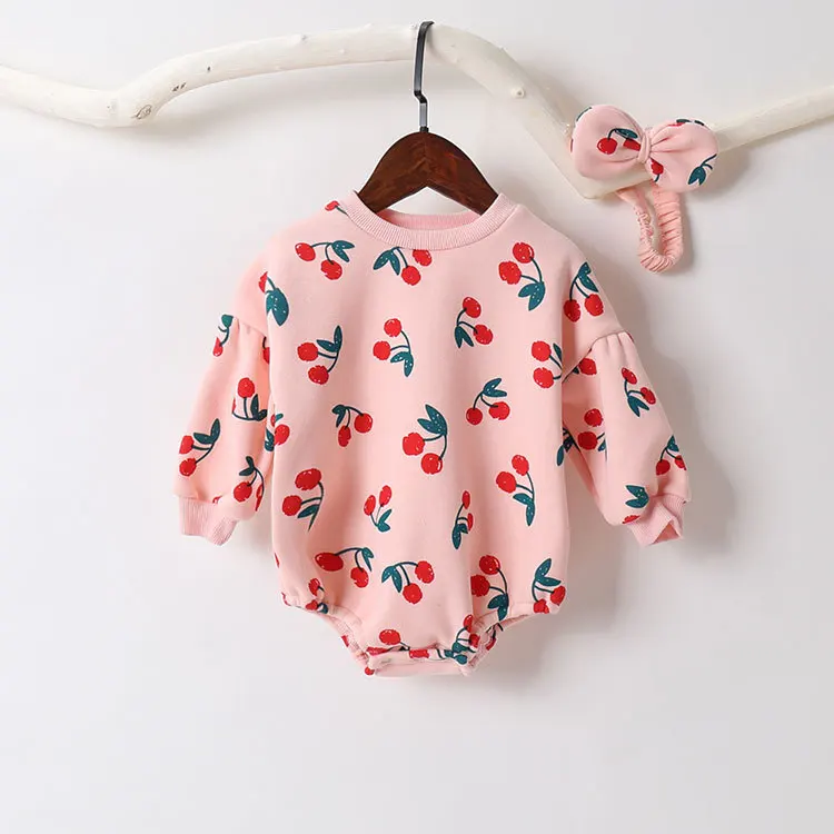 

Children's Clothing, Girls' Cotton Baby Jumpsuit, Baby Girls' Clothes, Triangular Dress, Lantern Sleeve, Thickened Crawling Suit
