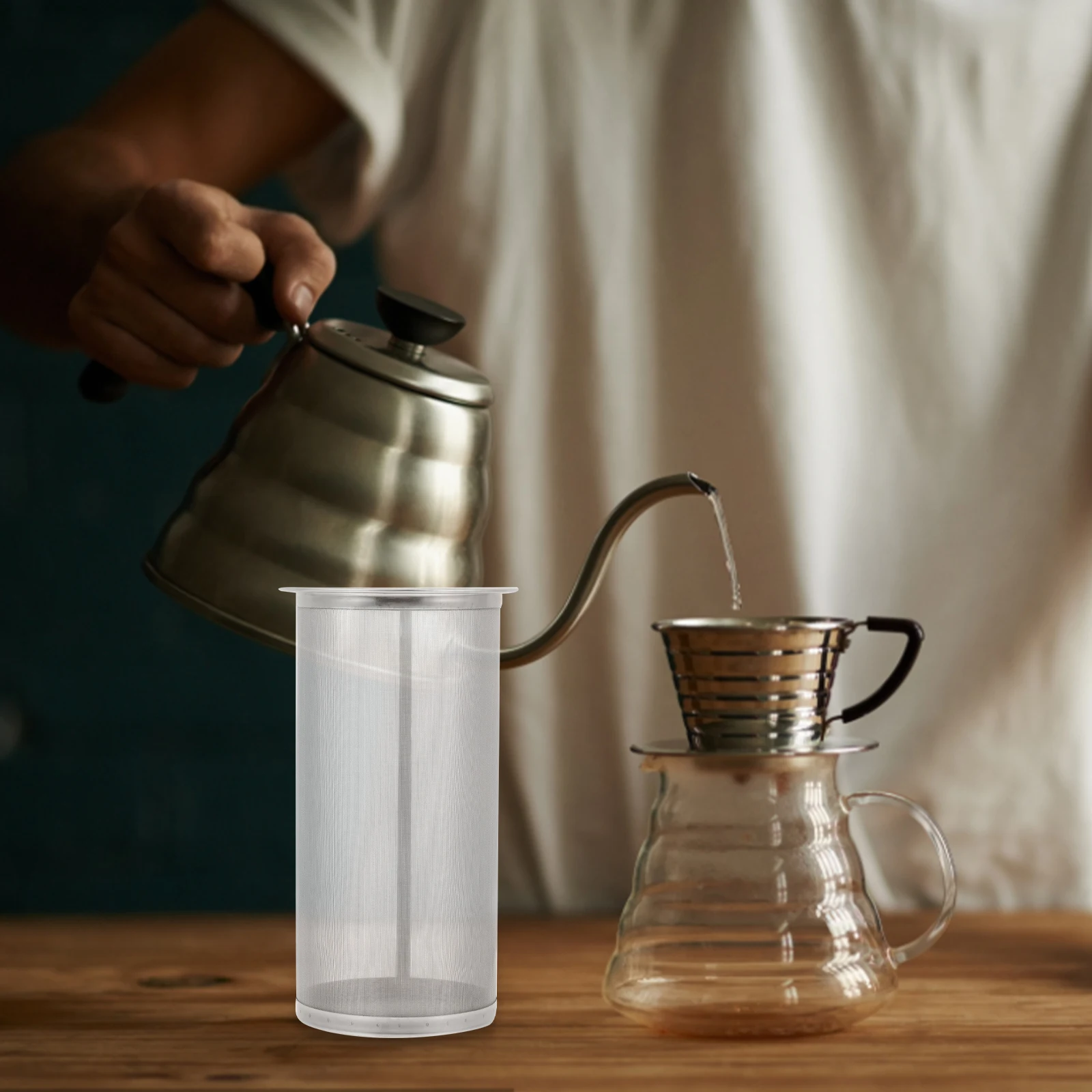 

Coffee Filter Barrel Stainless Steel Reusable Cold Brew Wine Tea Multi-Function Filter Net For Camping Outdoor Family Use