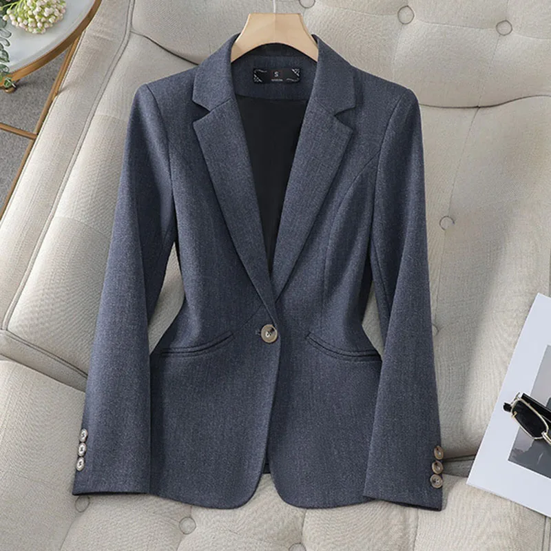 New Ladies Formal Blazer Women Long Sleeve Single Button Slim Business Work Jacket Coat Female Spring Autumn Suit Jacket Outwear