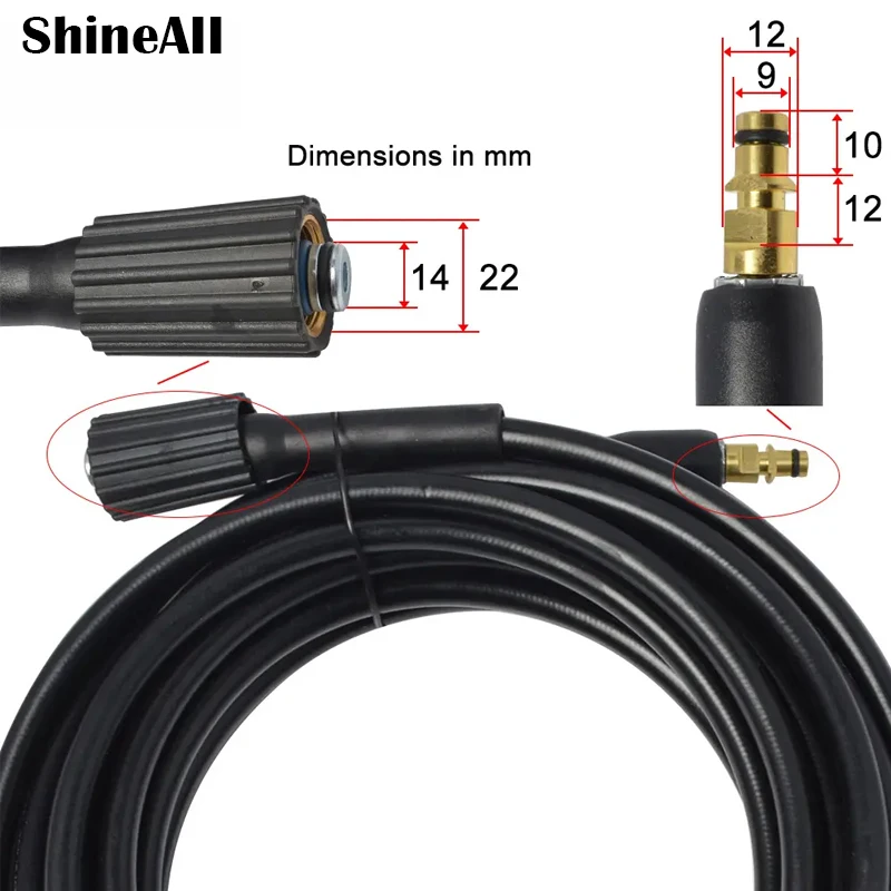 Tuyau de sortie de machine de nettoyage à haute pression, filetage M22, 14 noyaux d'insertion, prise rapide KARCHER, connexion à tête en cuivre, tuyau d'eau